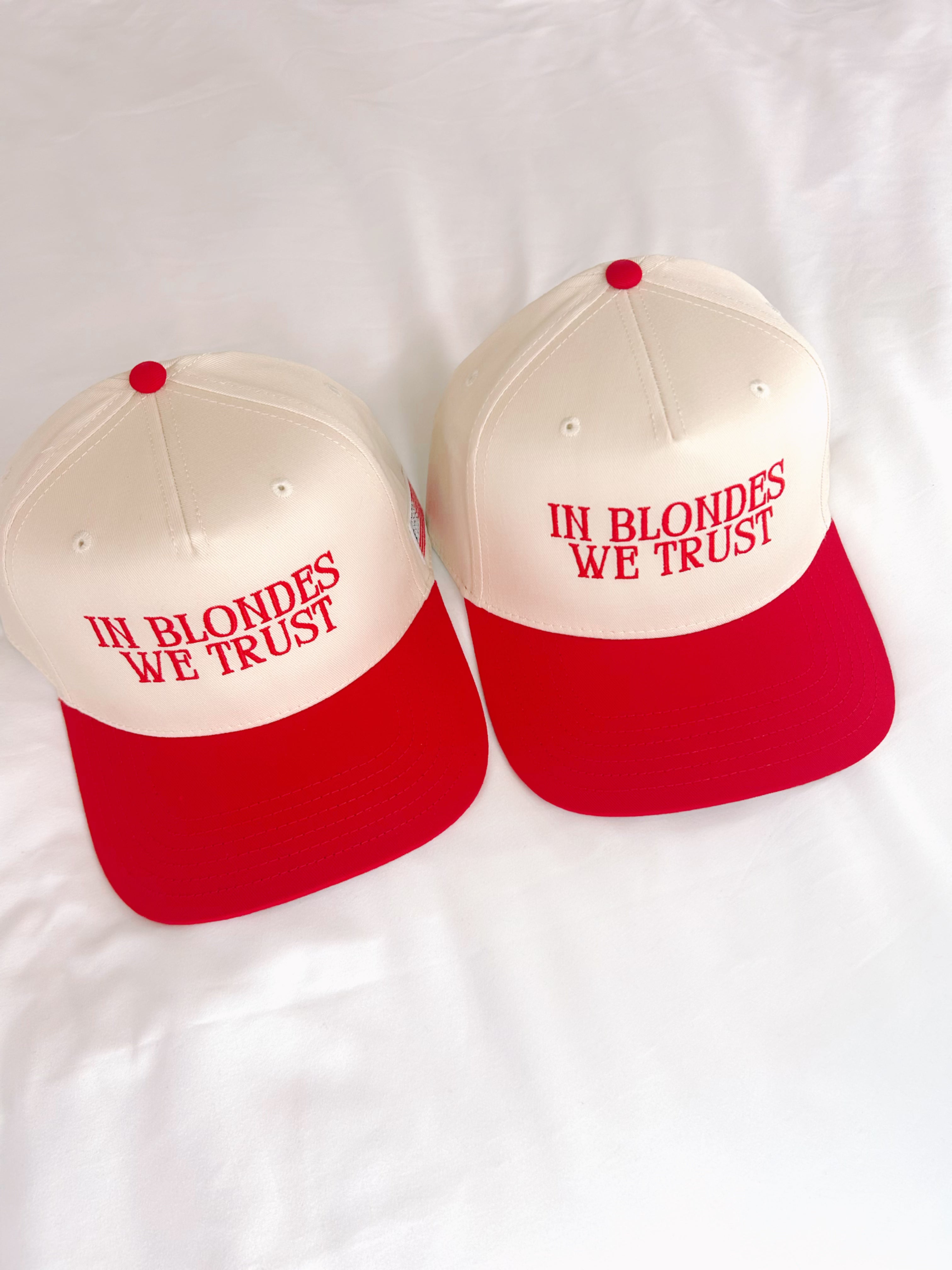 RED IN BLONDES WE TRUST TRUCKER